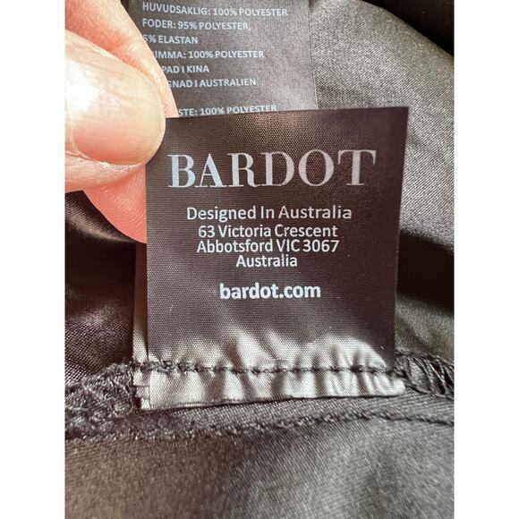 Bardot Dress Womens 12 Sexy Black Lace Puff Sleeve Tiered Mini Party Cocktail - Picture 11 of 14